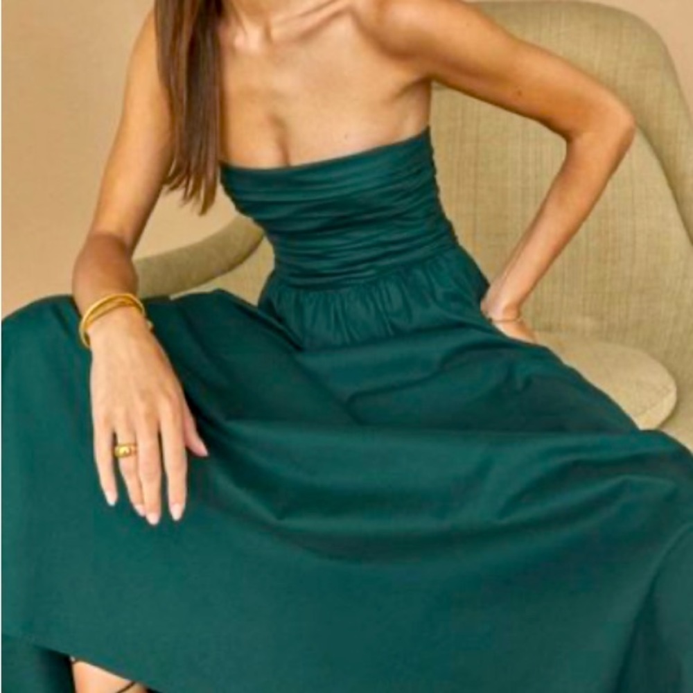 REFORMATION Lissa Tube Midi Dress in Forest Size US 8 NWOT